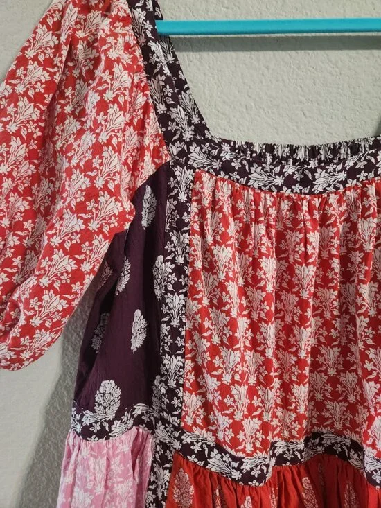 Anthropologie Maeve Midi Dress Women’s small Shortsleeve Square Neck Tape-Detail - Picture 7 of 9